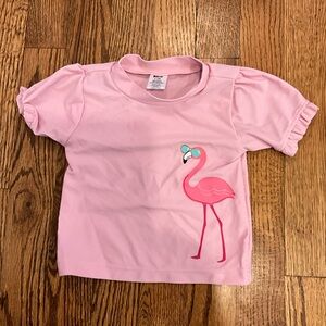 Girls Rash Guard/Bathing Suit Top With Pink Flamingo